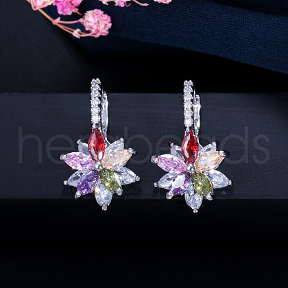 Brass Cubic Zirconia Hoop Earrings WGBE890-05-1