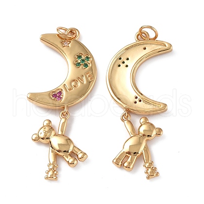 Brass Micro Pave Cubic Zirconia Pendants KK-E068-VF317-1