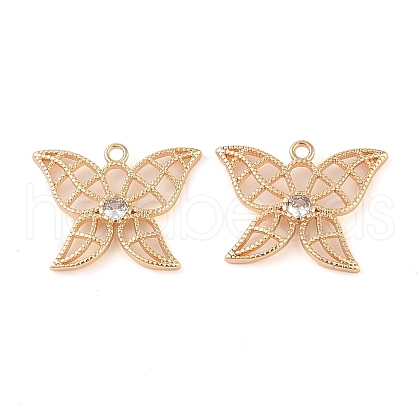 Brass Micro Pave Clear Cubic Zirconia Pendant KK-Q816-17G-1
