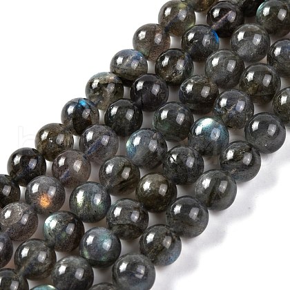 Natural Gemstone Labradorite Round Beads Strands X-G-E251-33-6mm-02-1