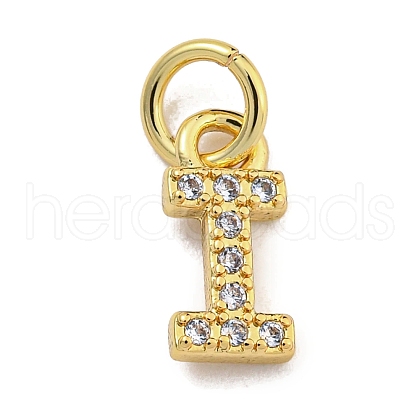 Initial Letter Brass with Cubic Zirconia Charms KK-Q814-26I-G-1