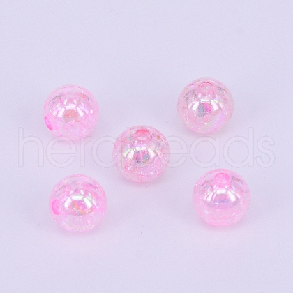 Electroplate Crackle Acrylic Beads CCG-WH0001-8mm-03-1