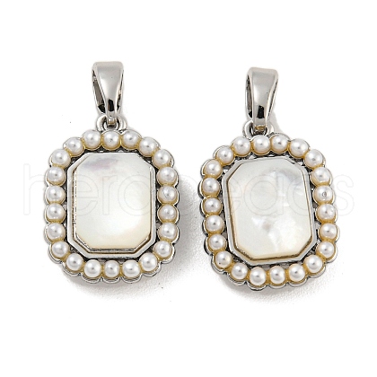 Brass Pave Shell Pendants KK-G490-43P-1