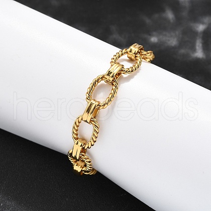 304 Stainless Steel Oval Link Chain Bracelets for Women BJEW-R021-09G-1
