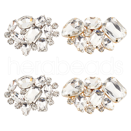 HOBBIESAY 4Pcs 2 Style Detachable Flower Glass Crystal Rhinestone Shoe Decoration FIND-HY0003-38-1