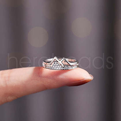 Fashionable 925 Sterling Silver Cubic Zirconia Adjustable Finger Rings FS-WG3B4E0-01-1