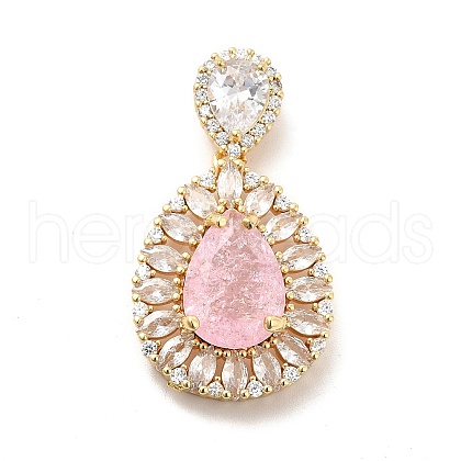 Brass Clear Cubic Zirconia Pendants KK-I695-065G-01-1