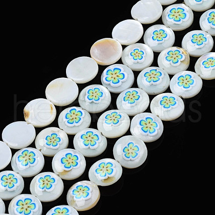 Natural Freshwater Shell Enamel Beads SHEL-N026-191-1