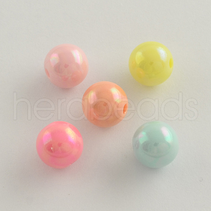 AB Color Plated Acrylic Round Beads SACR-Q109-6mm-M-1