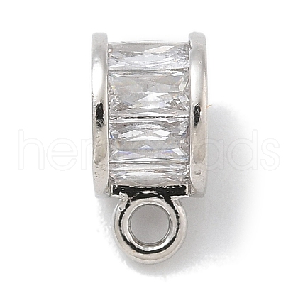 Rack Plating Brass Micro Pave Clear Cubic Zirconia Tube Bails KK-L224-025P-1