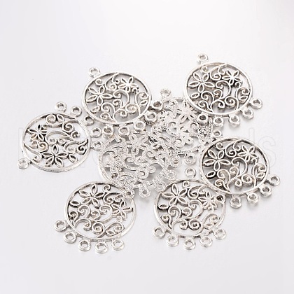Tibetan Style Alloy Flat Round Chandelier Component X-EA269Y-1