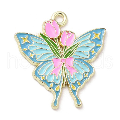 Light Gold Plated Alloy Enamel Pendants ENAM-L041-03A-1
