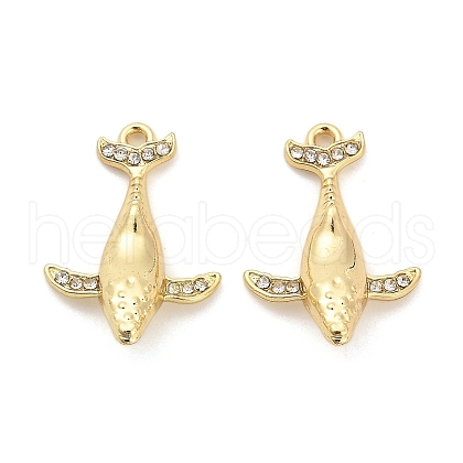 Rack Plating Alloy Pendants with Rhinestone PALLOY-Q005-06G-1