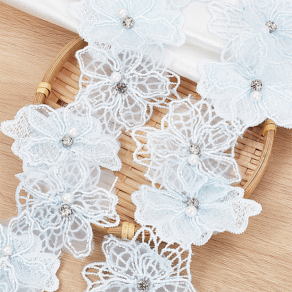 Double Layer Polyester Flower Lace Ribbons DIY-WH0656-60A-1