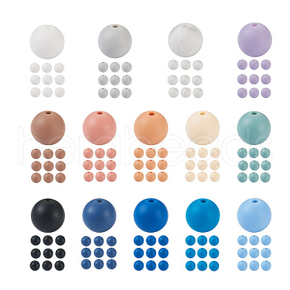  140Pcs 14 Colors Food Grade Eco-Friendly Silicone Beads SIL-TA0001-32-1