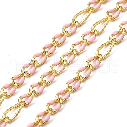 Handmade Brass Enamel Oval Link Chains CHC-L053-08G-07-1