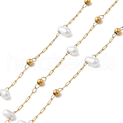 Handmade 304 Stainless Steel Beaded Chains CHS-L031-07G-02-1