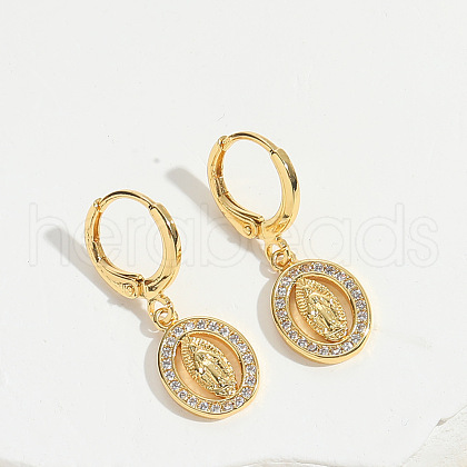 Brass Cubic Zirconia Hoop Earrings FS-WGAD8C1-04-1