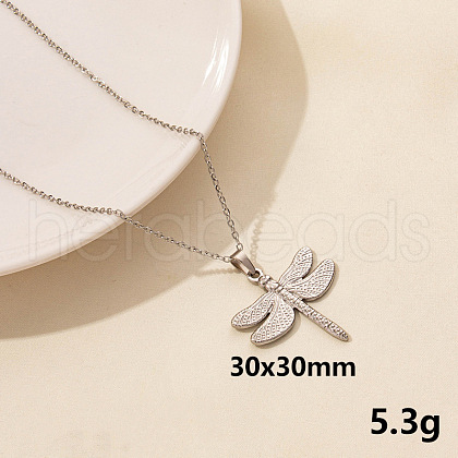 Animal Stainless Steel Dragonfly Pendant Necklace for Women QG3482-3-1
