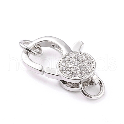 Brass Micro Pave Clear Cubic Zirconia Lobster Claw Clasp ZIRC-I043-30A-P-02-1