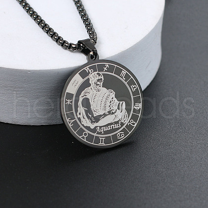 201 Stainless Steel Pendant Necklaces with Alloy Box Chain WGA45A6-23-1