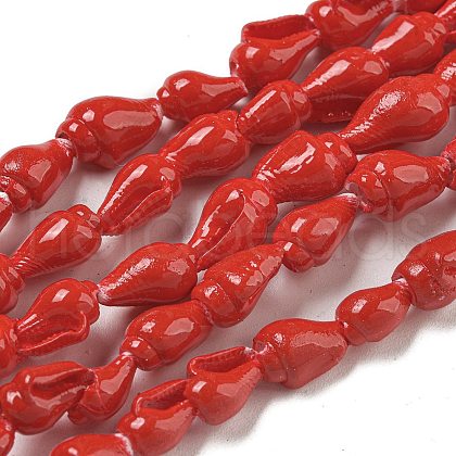 Spray Painted Natural Spiral Shell Beads Strands X1-BSHE-G039-08E-1
