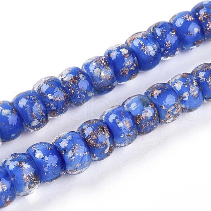 Luminous Handmade Gold Foil Glass Beads Strands FOIL-N029-02A-03-1
