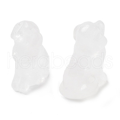 Natural Quartz Crystal Carved Dog Figurines DJEW-L023-A03-1