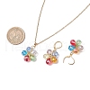 Glass & Glass Seed Beads Flower Pendant Necklaces & Hoop Earrings Sets SJEW-MZ00012-3