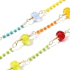 Brass Hexagonal Column Glass Seaded Beaded & Resin Round Beaded Link Chains CHC-G026-01C-1