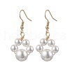 Round Shell Pearl Beads Dangle Earrings EJEW-JE06318-01-4