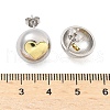 Brass Two Tone Stud Earrings for Women EJEW-U057-04G-A-5