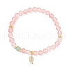 Natural Green Aventurine and Synthetic Cherry Quartz Glass Stretch Bracelets BJEW-JB11961-3