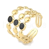 Ion Plating(IP) 304 Stainless Steel Enamel Flat Round Cuff Finger Rings RJEW-L107-080G-02-1