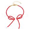 Glass Seed Beaded Bowknot Bracelet & Necklace Set ZN6735-2-5