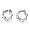 Rack Plating Alloy Wire Wrapped Ring Stud Earrings with 925 Sterling Silver Pins for Women EJEW-T013-03P-3