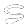 Rhodium Plated 925 Sterling Silver Oval Ball Chain Necklace for Women NJEW-A014-02P-2