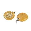 Natural Yellow Aventurine Flat Round Pendants G-Q188-01P-01-2