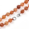 8mm Faceted Round Natural Red Aventurine Beaded Necklaces NJEW-F327-01A-04-01-2