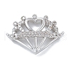 Rack Plating Brass Micro Pave Clear Cubic Zirconia Heart Crown Connector Charms KK-A234-060P-1