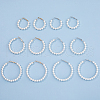 FIBLOOM 6 Pairs 6 Style Plastic Imitation Pearl Beaded Hoop Earrings with Iron Pins for Women EJEW-FI0002-10-5