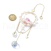 Natural Rose Quartz & Dyed Natural Quartz Crystal with Glass Pendant Decorations HJEW-TA00123-03-3