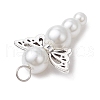 Pearlized Glass Pearl Bead Pendants PALLOY-JF03203-06-4