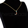 Golden Brass Micro Pave Cubic Zirconia Initial Pendants Necklaces NJEW-S069-JN002-J-2