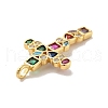 Cross Brass Micro Pave Colorful Cubic Zirconia Pendants KK-G419-17G-4