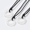 Natural Quartz Crystal Ring Pendant Necklace with Waxed Cords NJEW-R262-01B-05-1