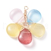 Wire Wrapped Glass Pendants PALLOY-JF01318-02-3