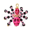 Halloween Theme Dyed Synthetic Turquoise & Glass Seed Beads Pendants PALLOY-MZ00774-01-3