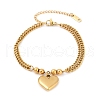 304 Stainless Steel Heart Charm Bracelets BJEW-Z106-07G-2