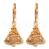 Brass Micro Pave Clear Cubic Zirconia Leverback Earrings EJEW-K300-28G-4